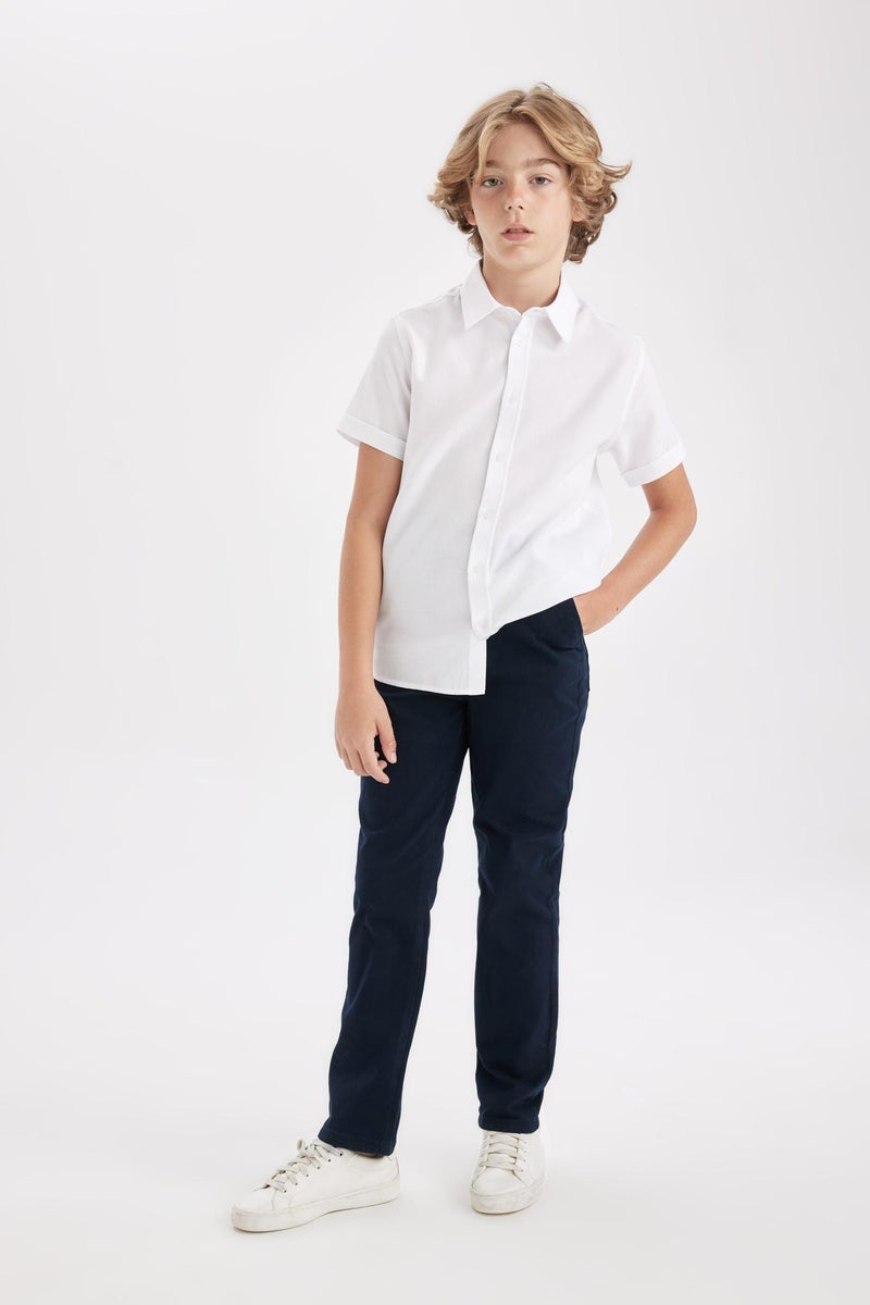 DeFacto Blue Boy Boy Navy Straight Leg Gabardine School Pants Casual - Image 4